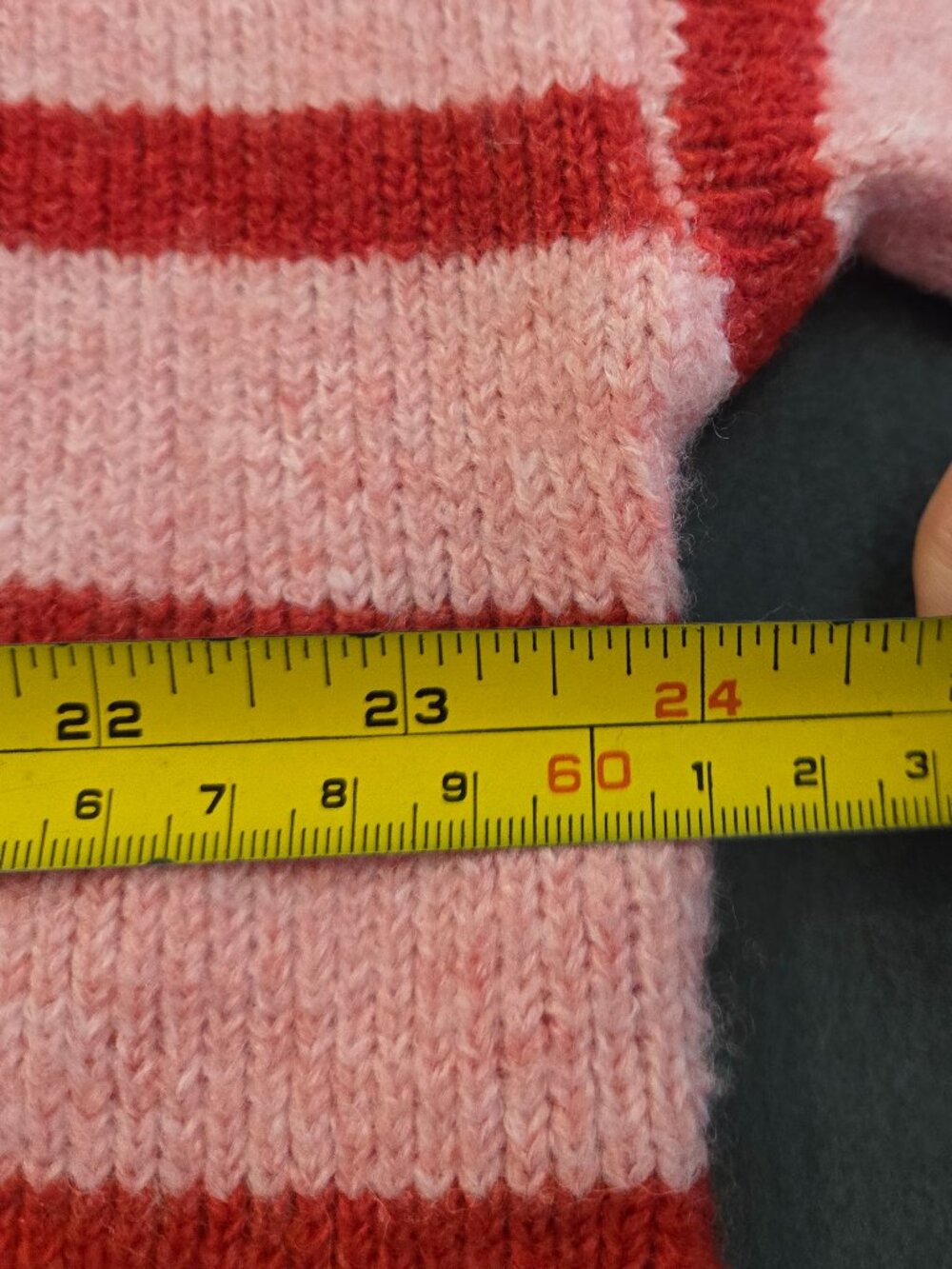 New FW2026 100% Mohair Sezane Style Red Pink Striped Cardigan 16-18 - Picture 7 of 8